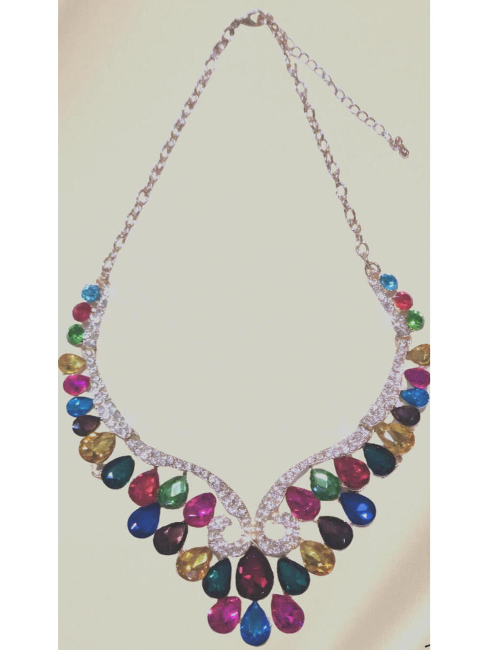 Necklace Rainbow Stones Gift for Mom Prom Jewelry Gift for Her Adjustable NEW